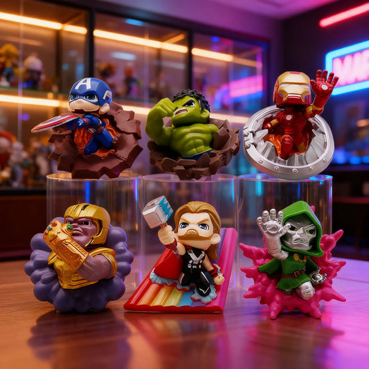Marvel Superhero Chibi Figure Collection – 6-Piece Avengers Display Set