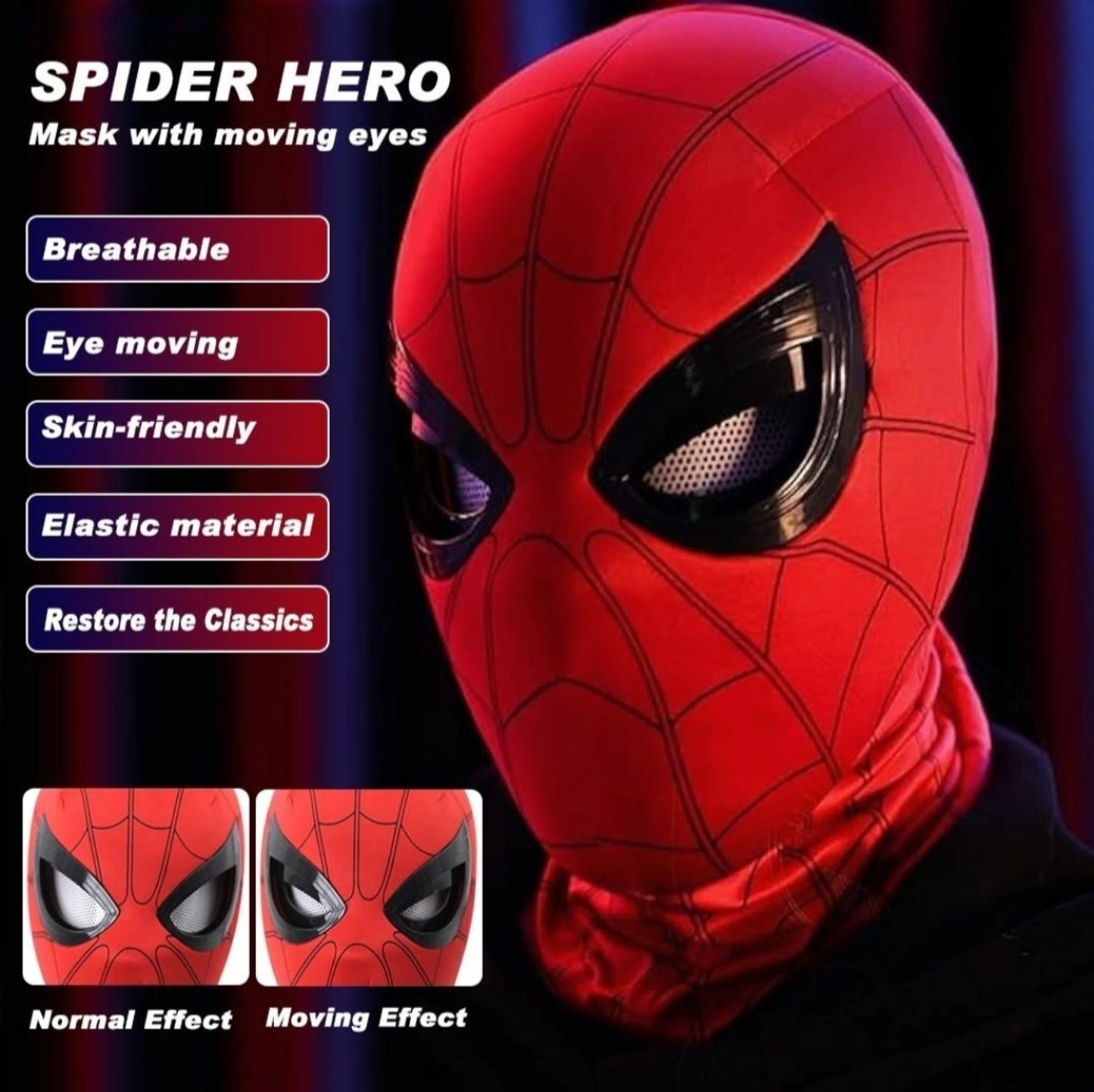 Spider Man mask with Led light and blinking eyes